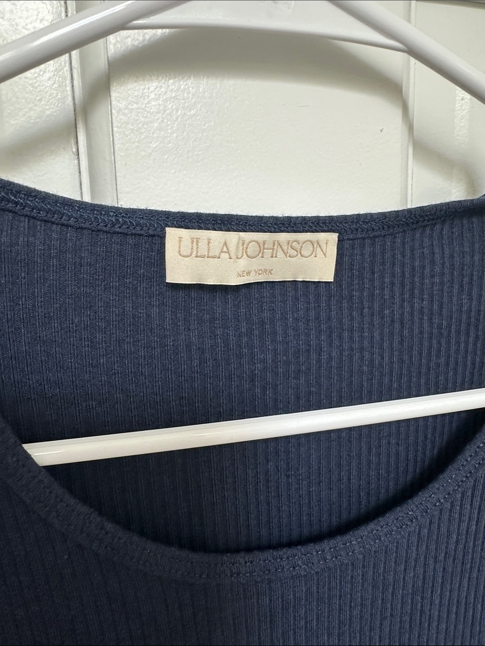 Ulla Johnson Navy Ruffled Sleeve Ribbed Tank - Picture 2 of 4